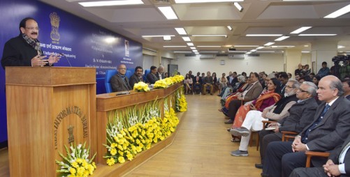 The Union Minister for Urban Development, Housing & Urban Poverty Alleviation and Information & Broadcasting, Shri M. Venkaiah Naidu addressing at the release of the revamped Journal of the IIMC, Communicator and inauguration of the Induction Training Programme of IIS Group A 2016 batch, 67th Diploma Course in Development Journalism and the first P.G. Diploma Course in Urdu Journalism, in New Delhi on January 17, 2017.