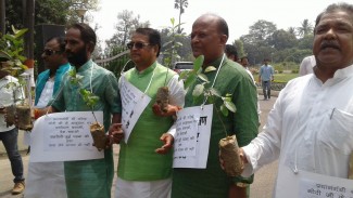 भाजपा विधायक पौधे के साथ पहुंची विधान परिषद बढ़ते प्रदूषण को लेकर जता रहे थे चिंता