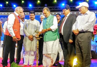 The Union Minister for Agriculture and Farmers Welfare, Shri Radha Mohan lighting the inaugural lamp at the National Level mega exhibition UCCI- Expo 2017, at Bhubaneswar, Odisha on April 01, 2017. The Minister of State for Petroleum and Natural Gas (Independent Charge), Shri Dharmendra Pradhan and other dignitaries are also seen.